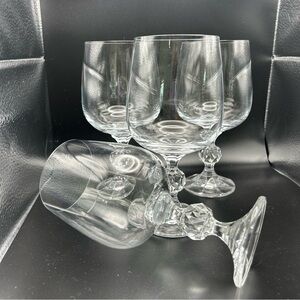 Wine Glasses Claudia Diamond Ball Stem Crystal Vintage Import Assoc Bohemia (4)